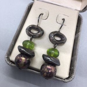 Handmade Pewter and Bead Earrings